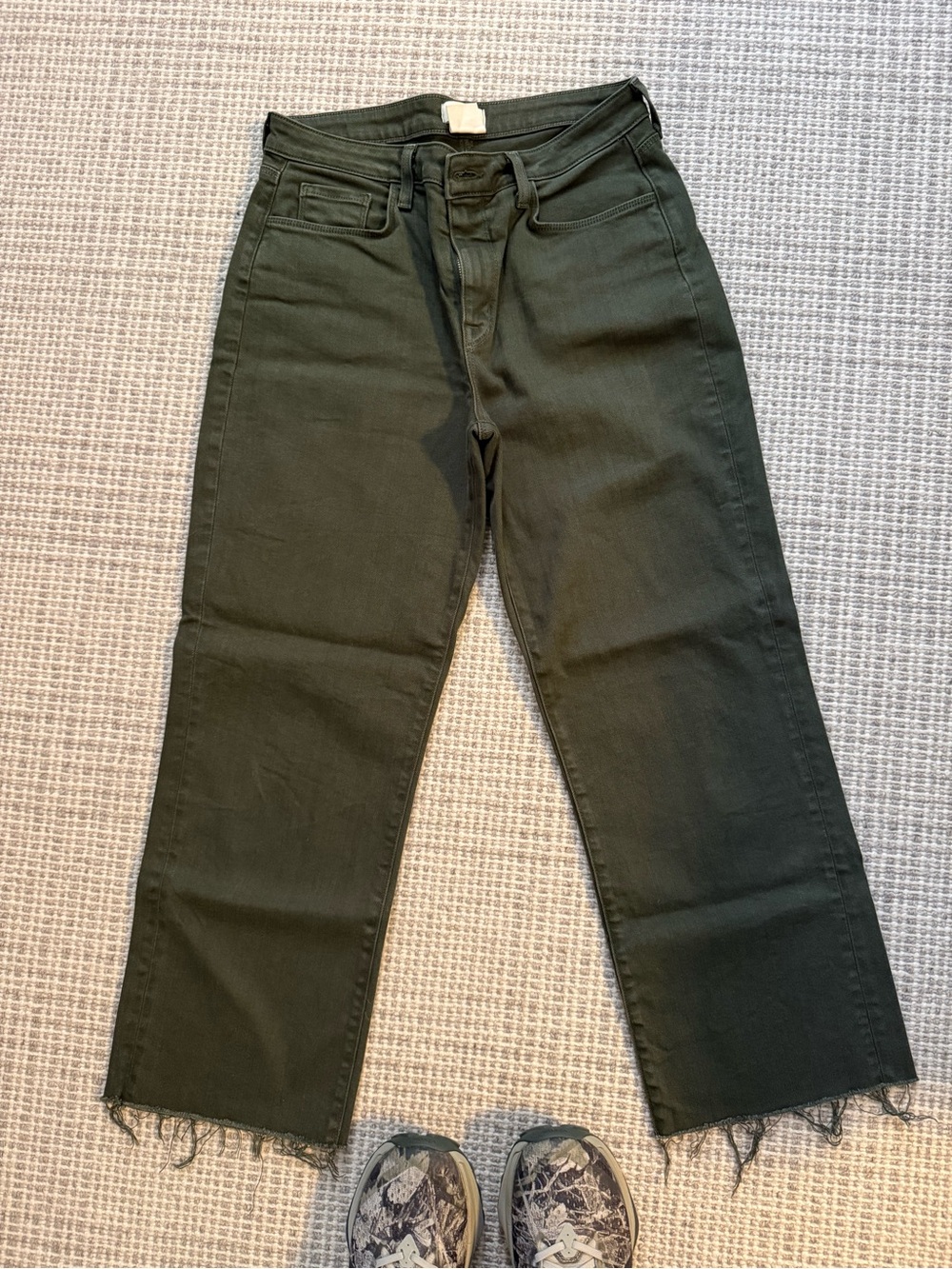 L'Agence Wanda High Rise Crop Wide Leg Jeans in Balsam Green - Size 27